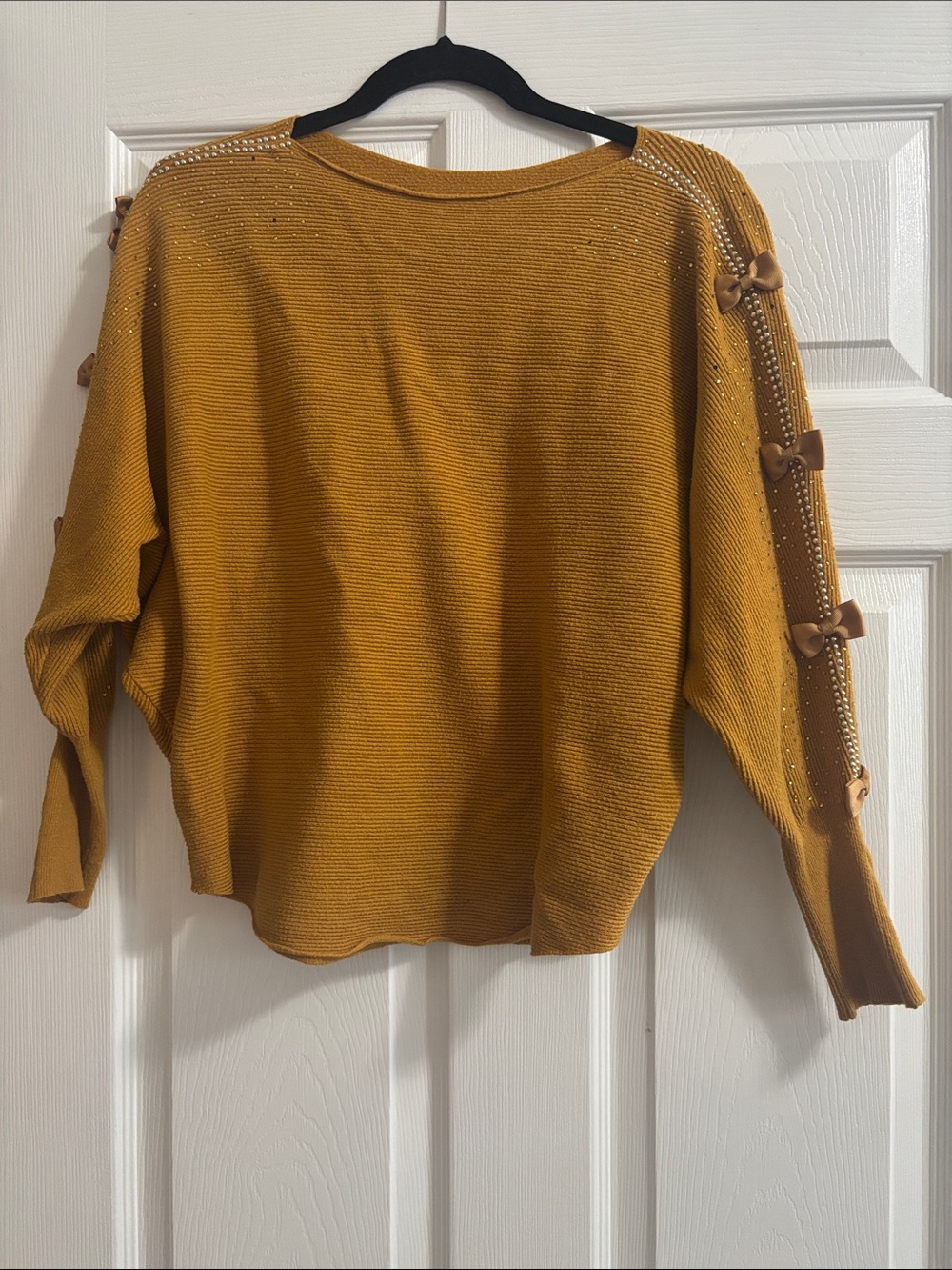 Women’s Mustard Bow-Accent Sweater